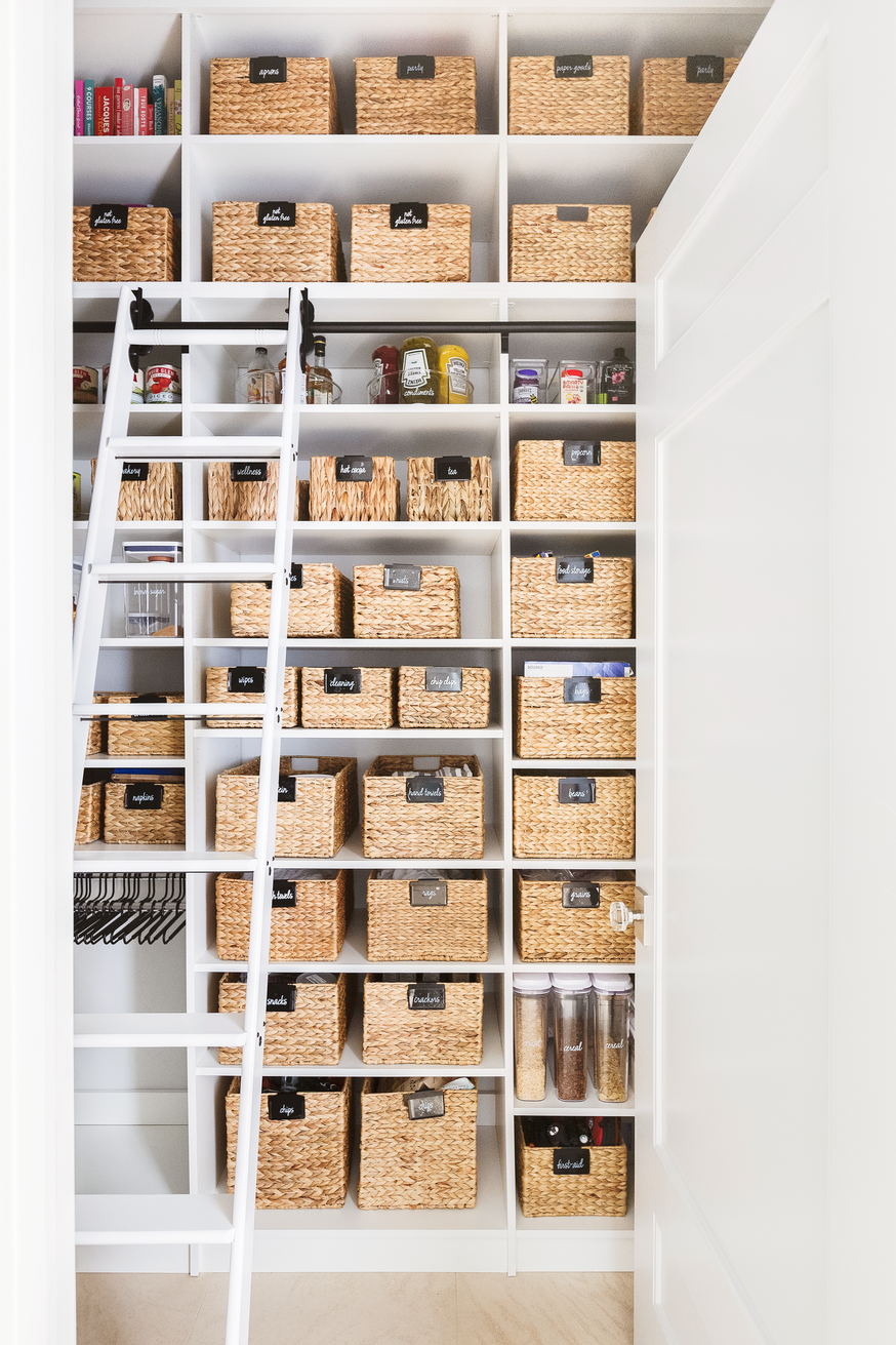 pantry with labeled containers