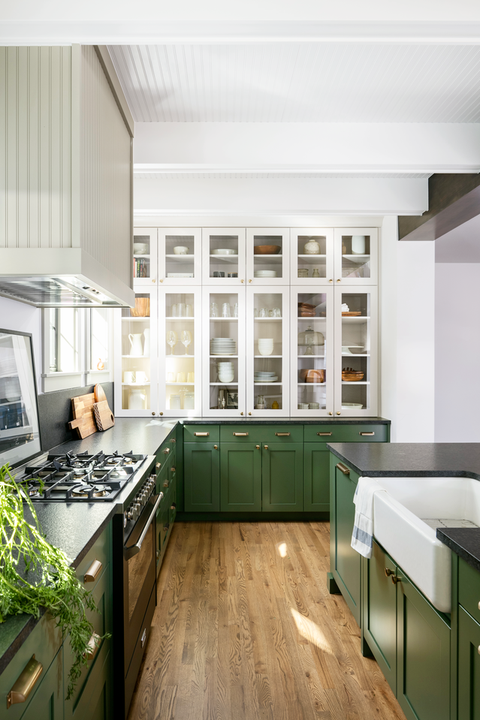 kitchen ideas green kitchen with storage cabinets