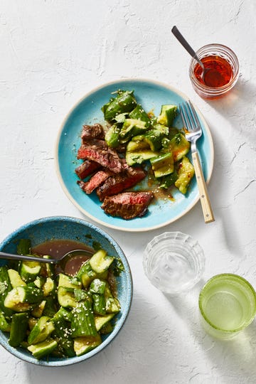 steak with sesame cucumber salad