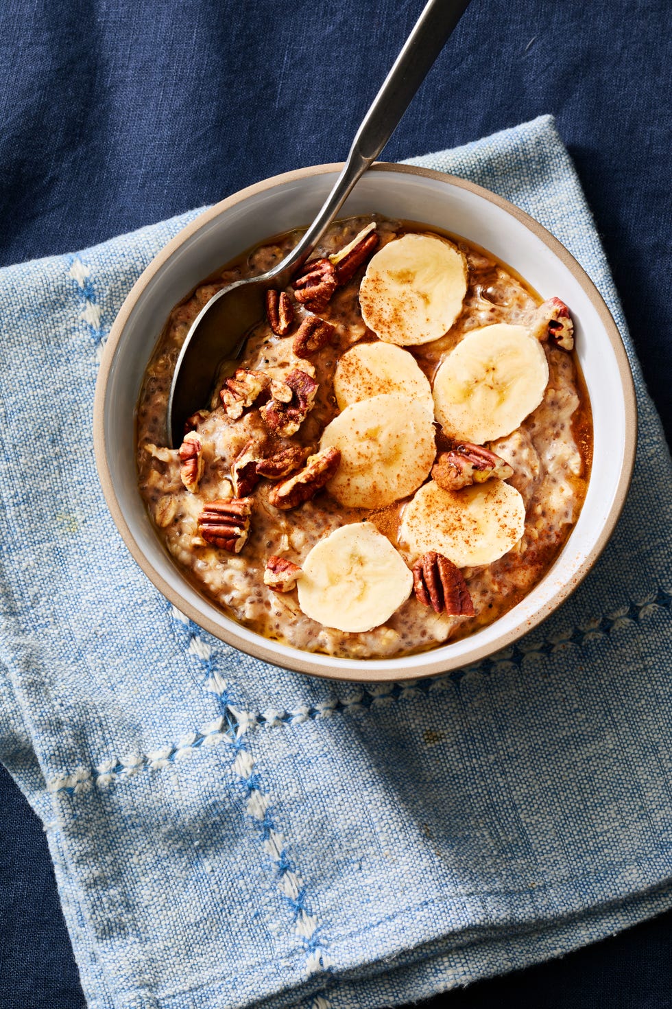 banana bread oatmeal chia seeds, ground cinnamon, maple syrup, pecans, oats