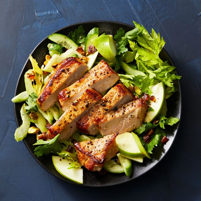 pork chops with celery and apple salad pork chops with celery, apple and cucumber salad
