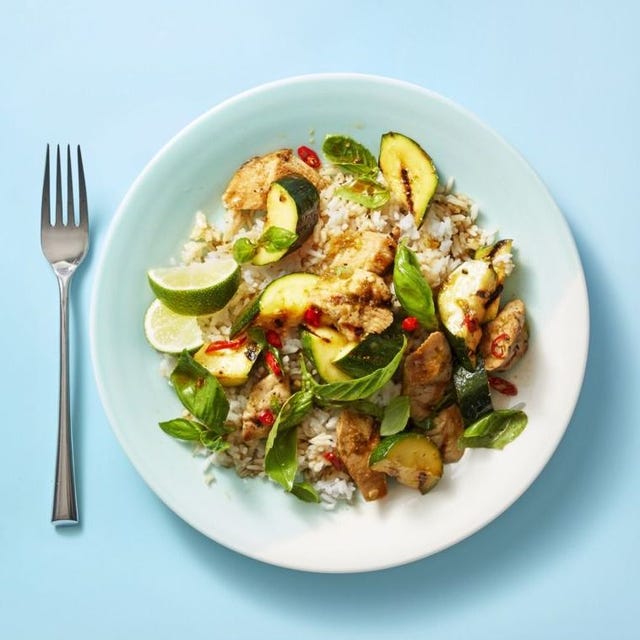 grilled basil chicken and zucchini