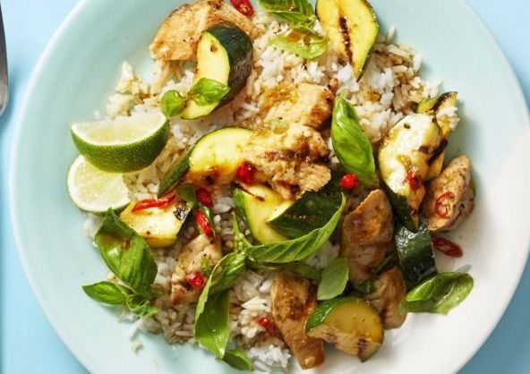 grilled basil chicken and zucchini