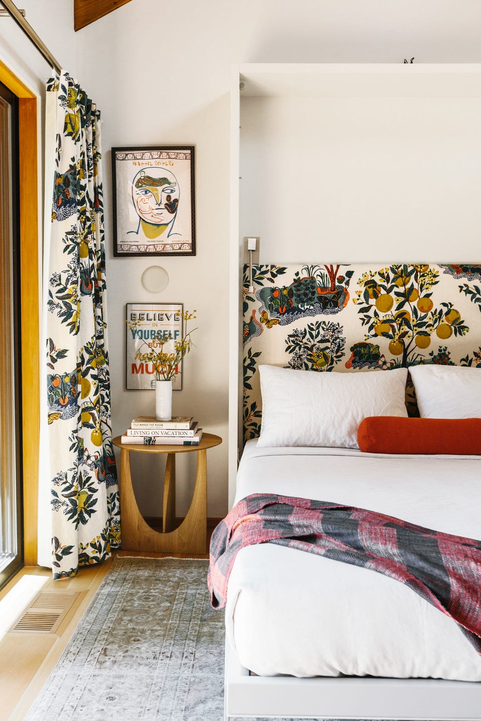 bedroom with bright citrus wallpaper bedroom with bright citrus wallpaper