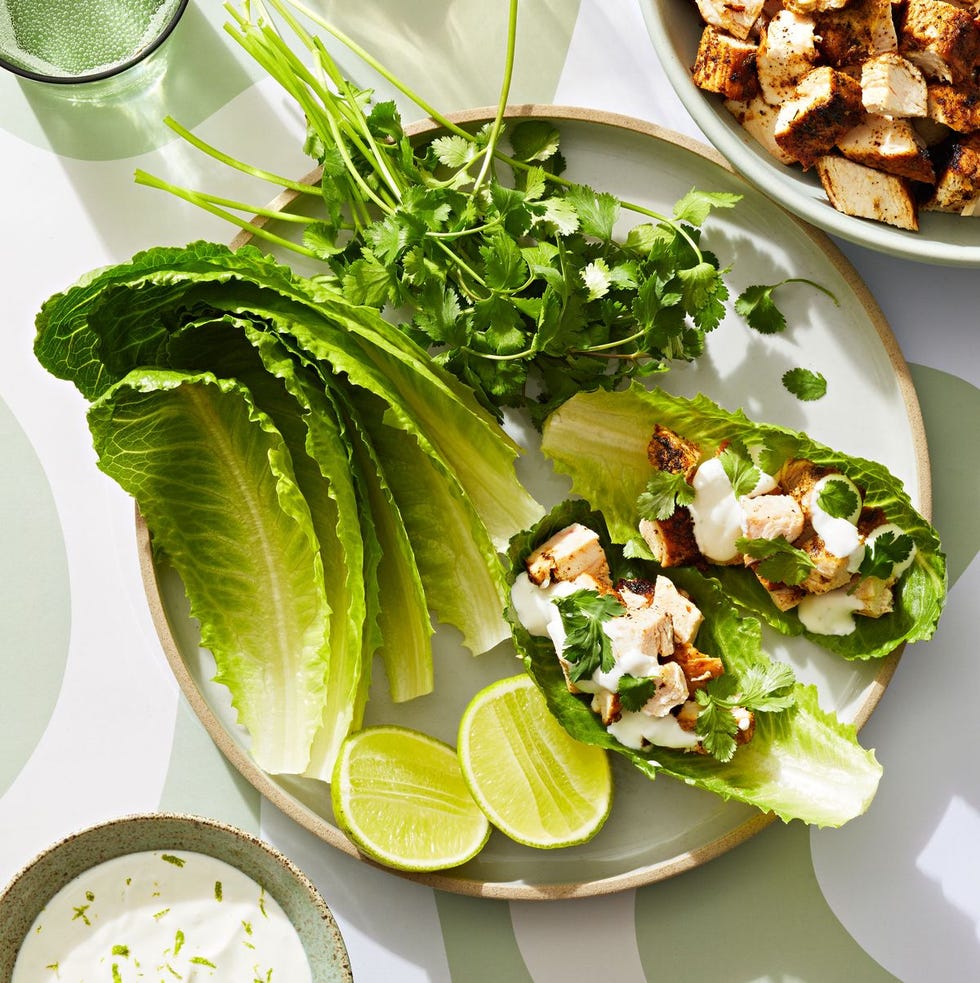 chicken lettuce cups on a plate