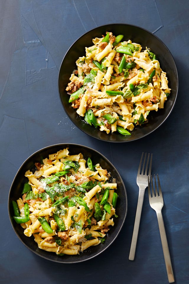 ground turkey and snap pea pasta