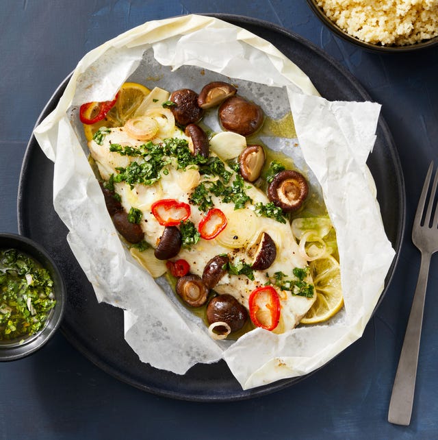 sea bass en papillote with watercress chimichurri sea bass en papillote with watercress chimichurri