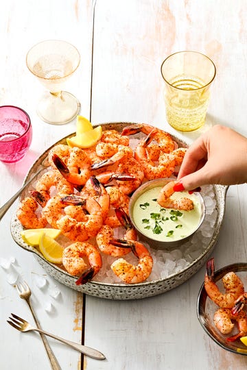 tajin shrimp cocktail with creamy cilantro dip