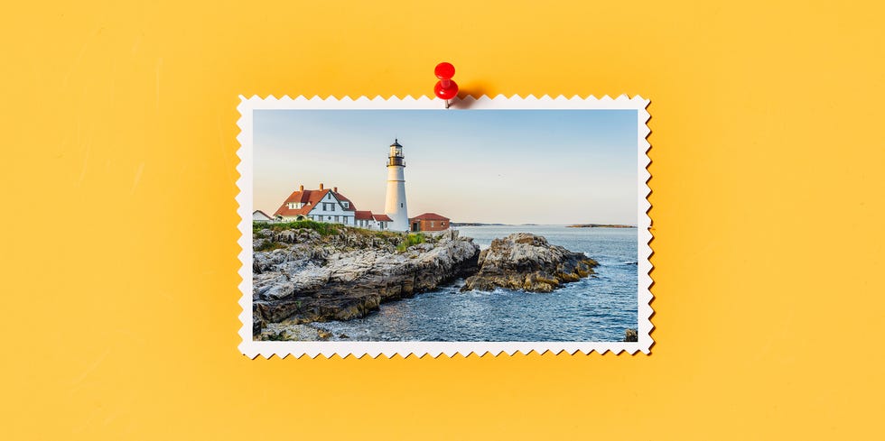 portland head lighthouse, maine, usa at sunset