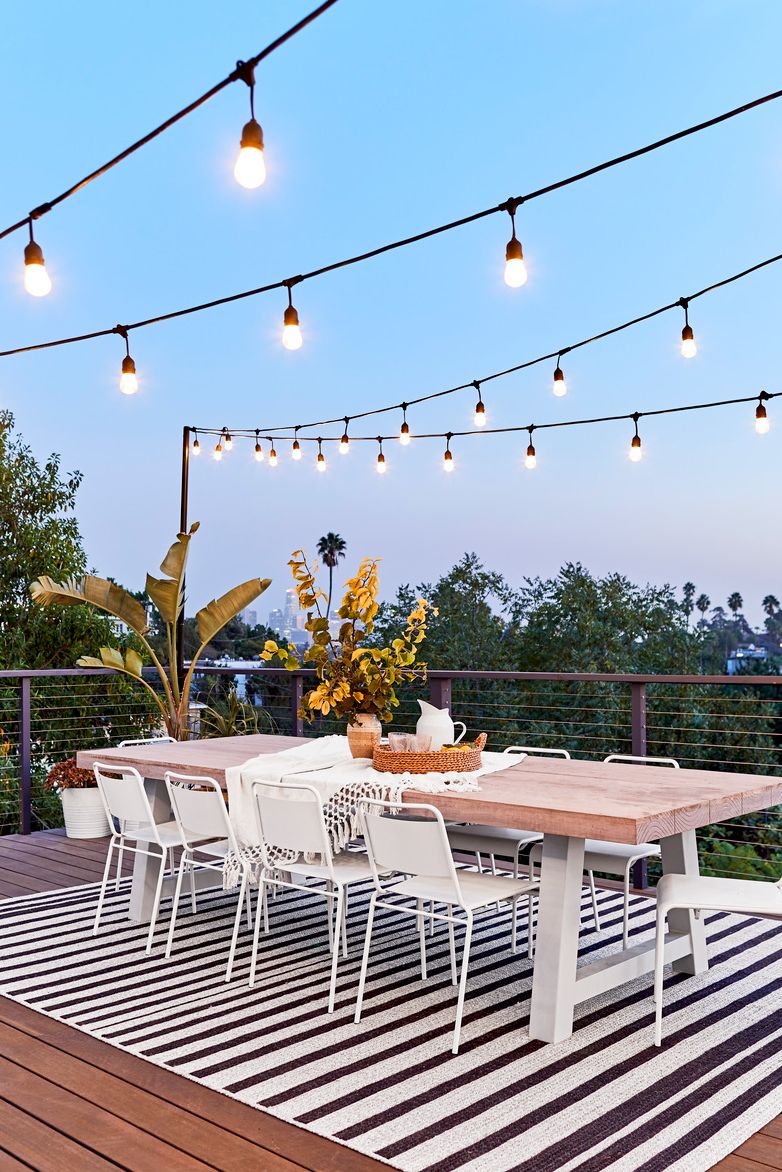 outdoor area, patio, deck, string lights, twinkle lights