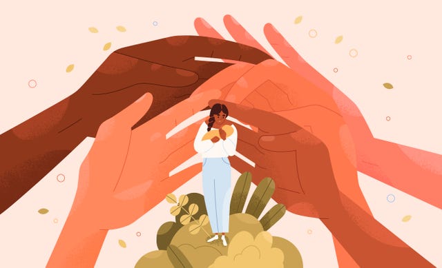 concept of support and protection of young single mothers with babies help hands and assistance of family and society for moms with children happy safe motherhood colored flat vector illustration shutterstock id 1948083469 purchaseorder   job   client   other
