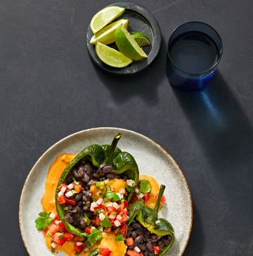 black bean stuﬀed poblano peppers