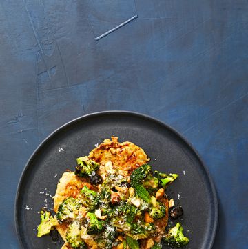 chicken paillard with grilled broccoli salad