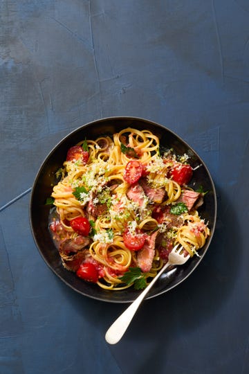 marinated horseradish tomatoes steak pasta