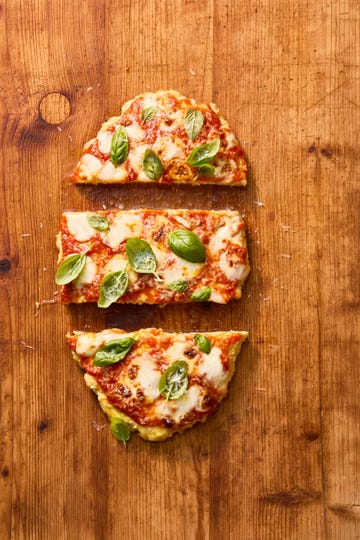 chicken pizzas: bbq “chicken pizza”\, caesar salad “chicken pizza”\, and spicy “chicken pizza” parm.