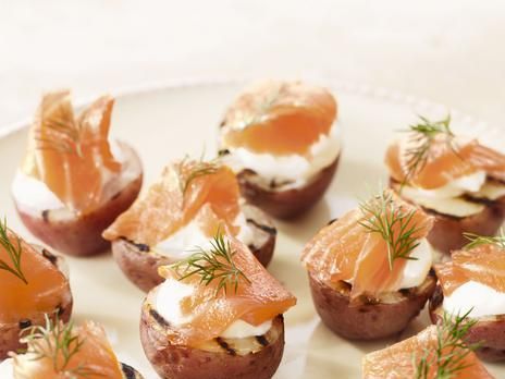 Potato Halves with Smoked Salmon & Dill