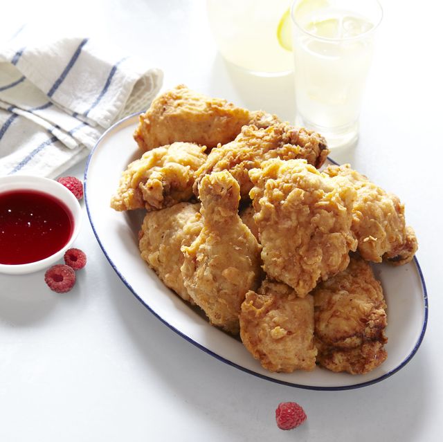 fried chicken with spicy raspberry honey