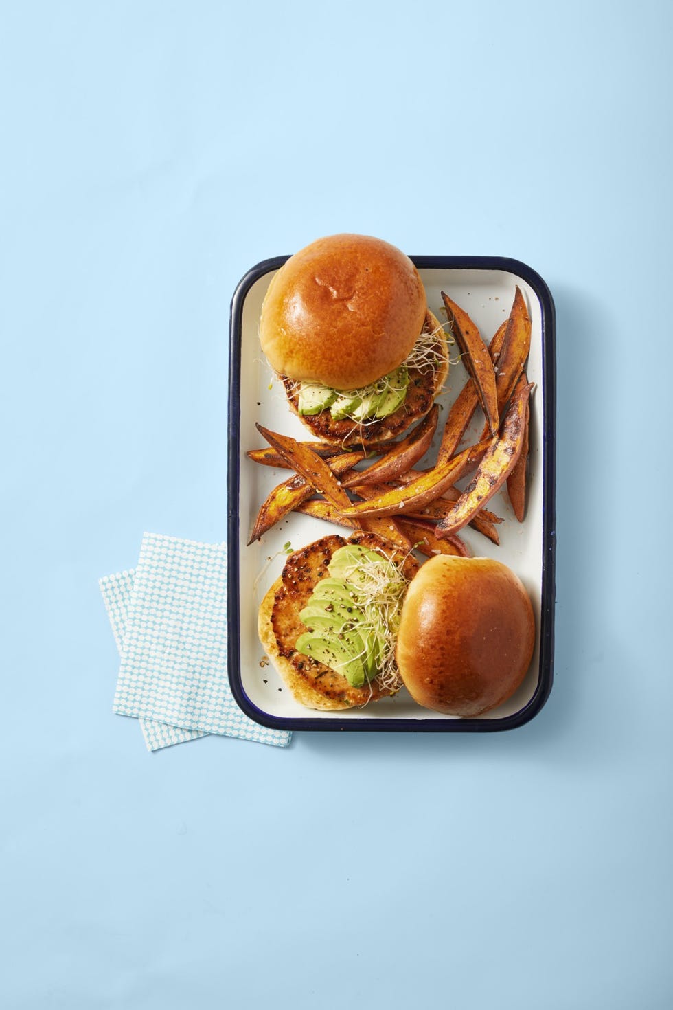 healthy salmon recipes - Salmon Burgers with Spiced Sweet Potato Fries