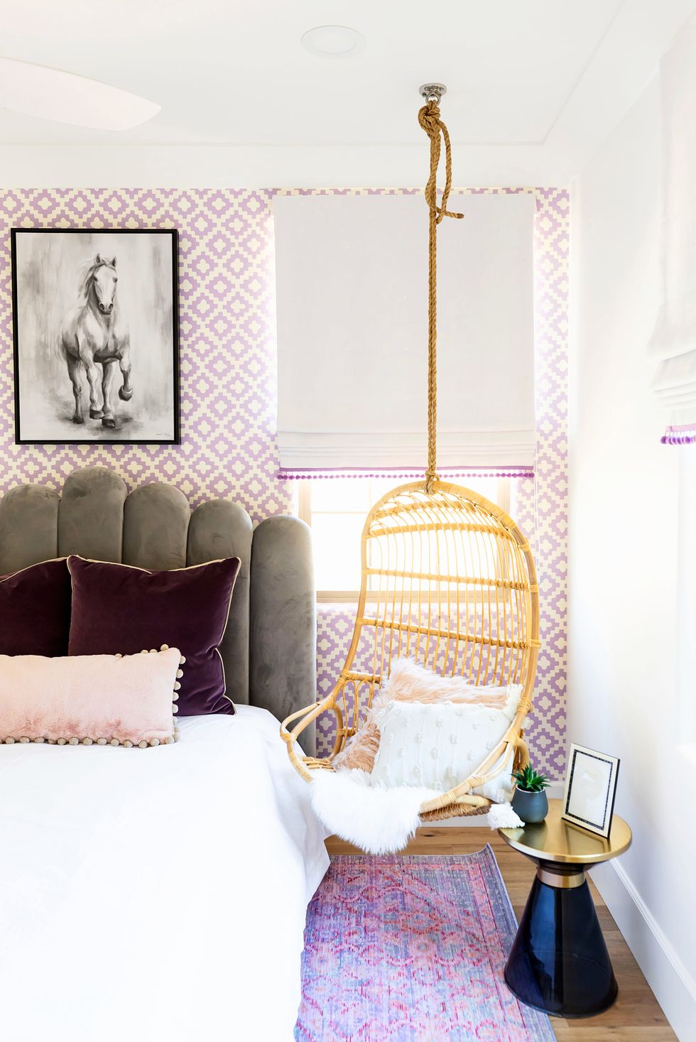 living with lolophotolife created sarah gaudar prpsd bedroom with hanging swing chair, rattan