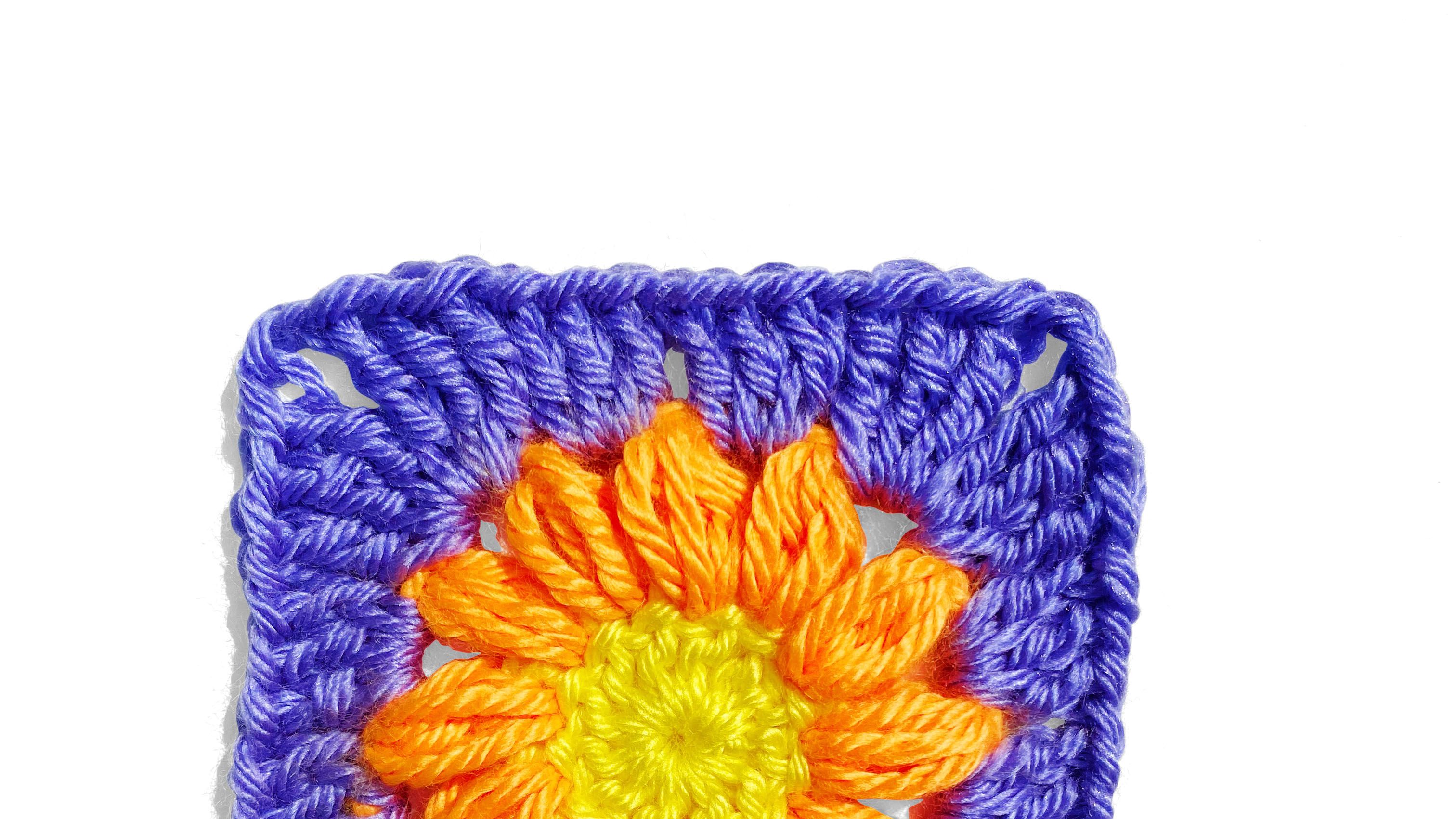 Crocheted Granny Square Needle Book Fall Flower  Granny square crochet,  Granny square, Crochet granny