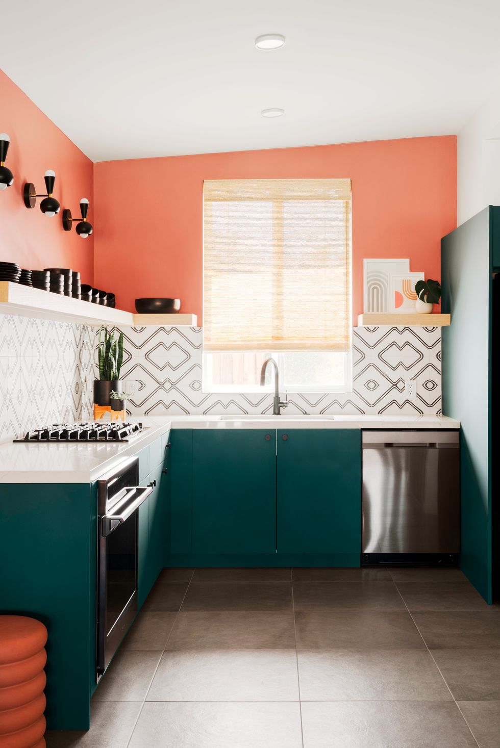 A Budget-Friendly Kitchen Makeover with Turquoise Cabinets & Open Shelving