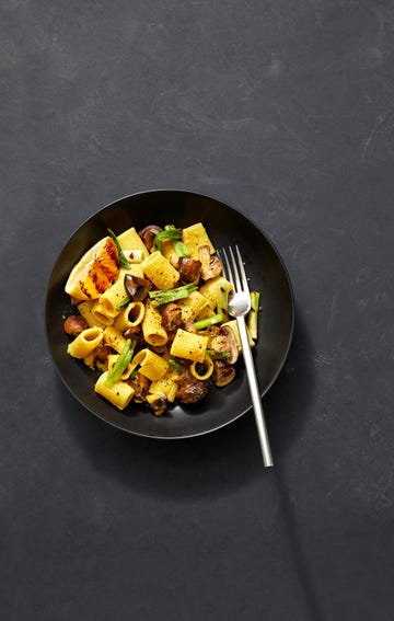 grilled mushroom and scallion pasta