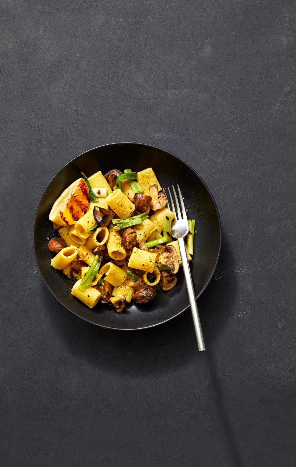 grilled mushroom and scallion pasta