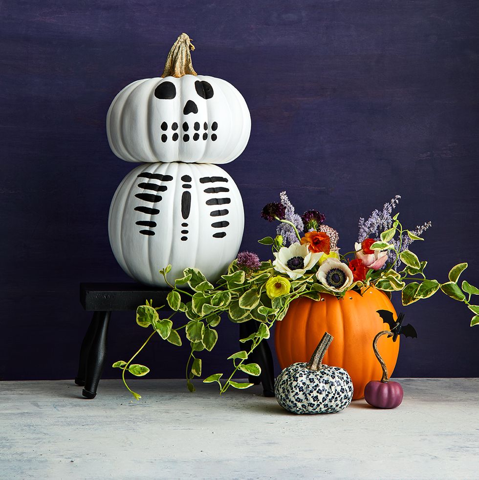 halloween skeleton pumpkin