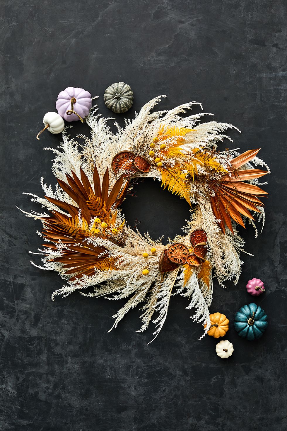 diy outdoor halloween decorations dried flower wreath with faux flowers