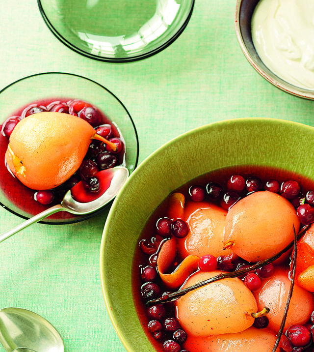Cranberry Poached Pears