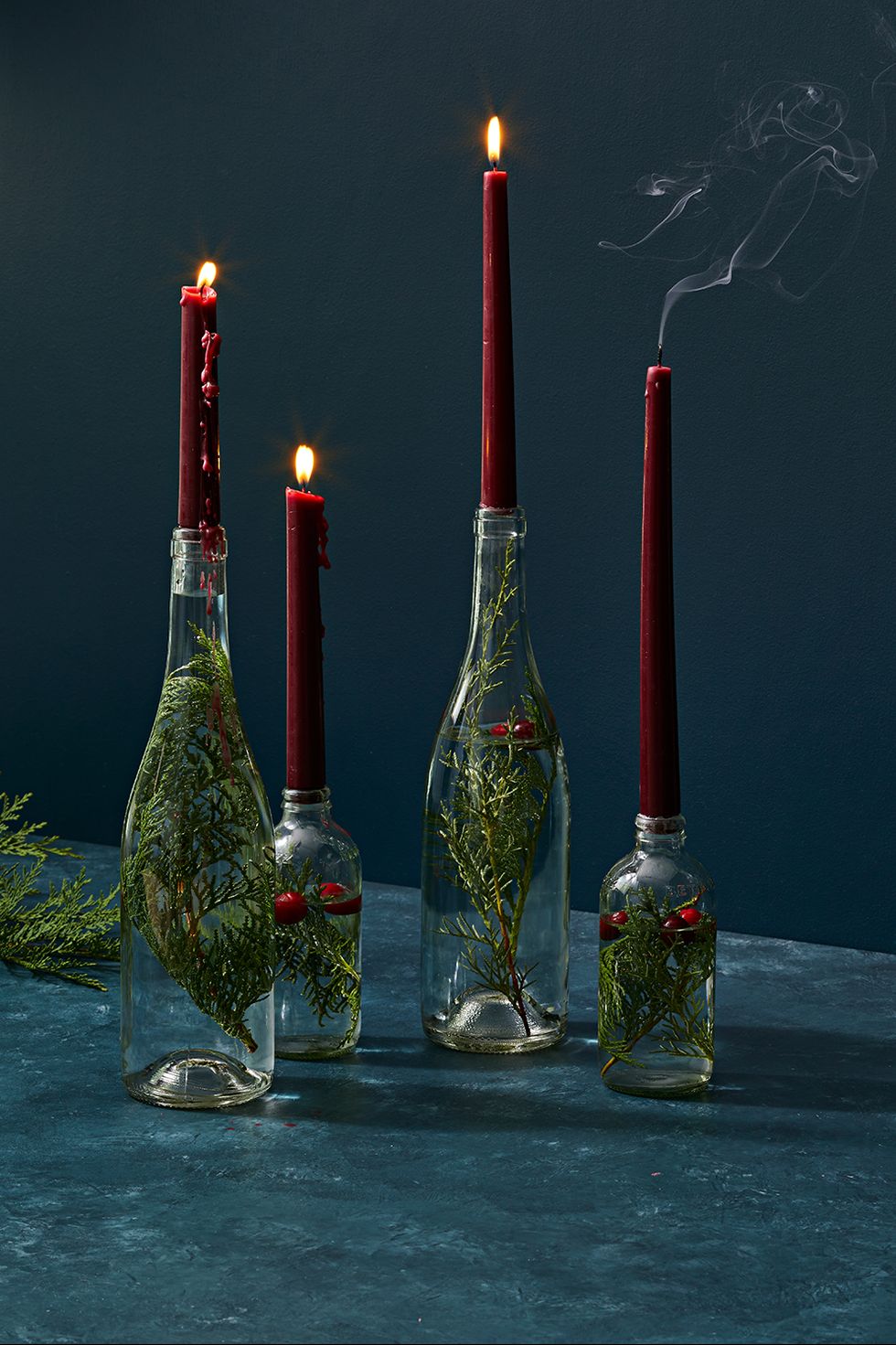 evergreen candle sticks