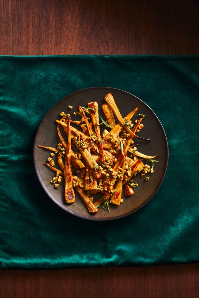 roasted parsnips with hazelnuts and madeira glaze