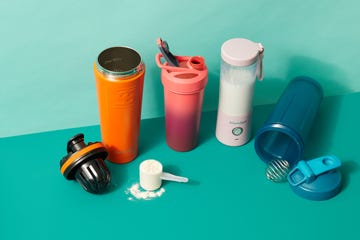 shaker bottles in the good housekeeping institute on a turquoise background