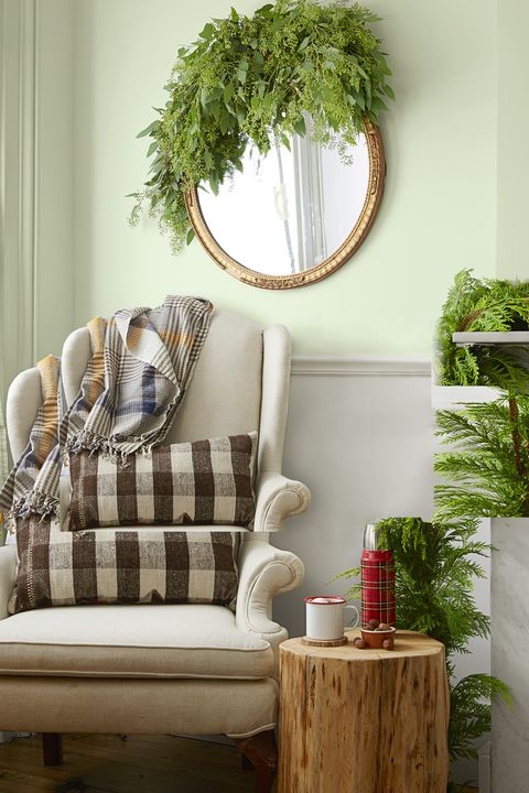 corner nook with holiday greens