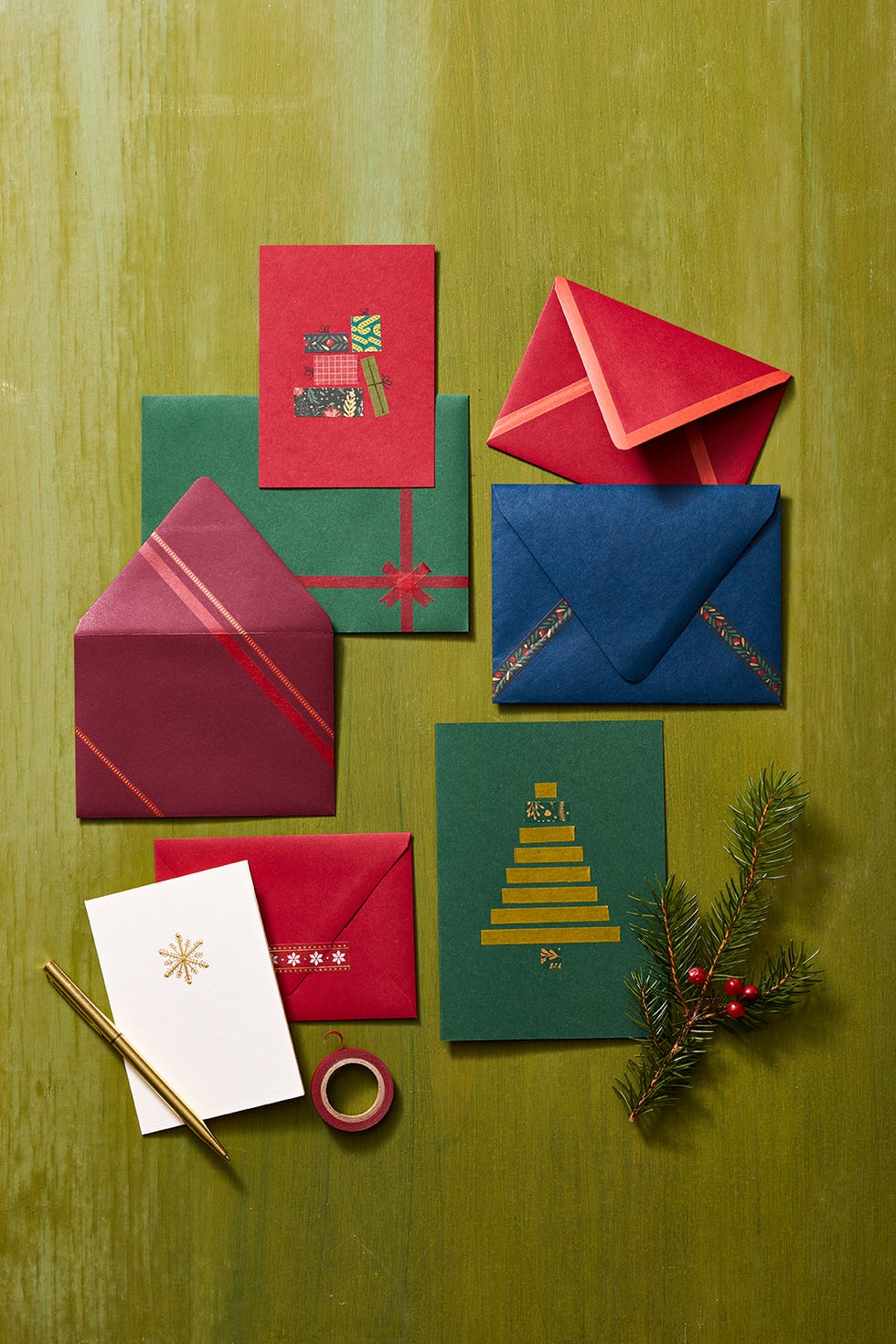 5 Holiday Watercolor Cards With Envelopes 