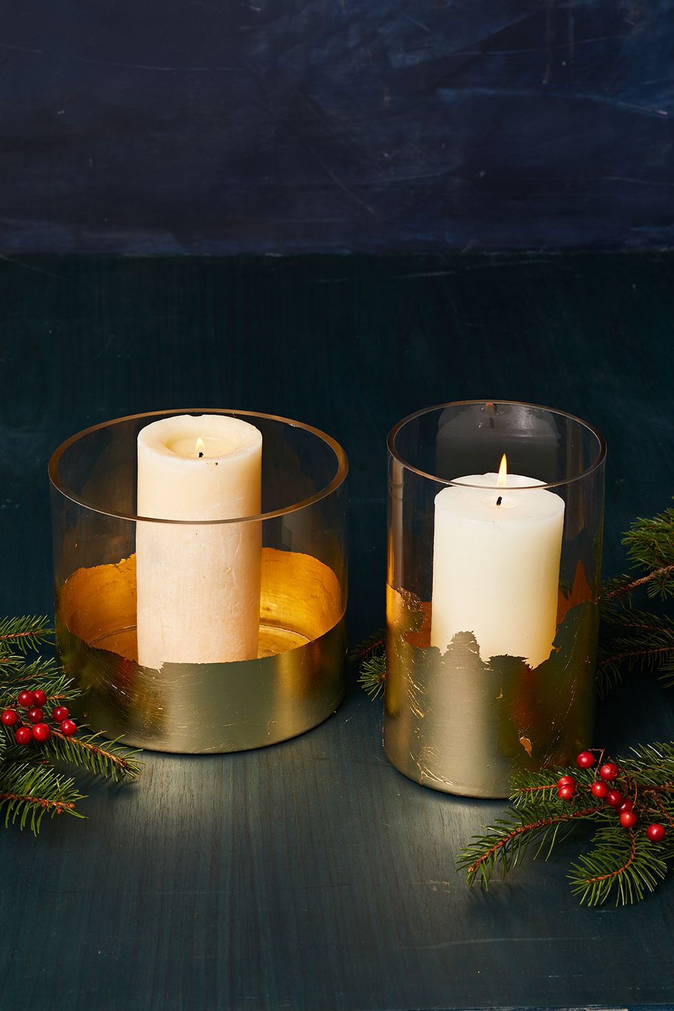 diy christmas gifts gold leaf candle holders