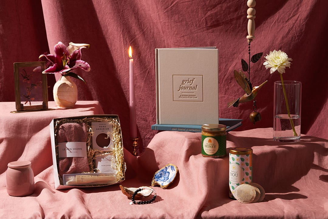 still life of items you can buy for someone who is grieving