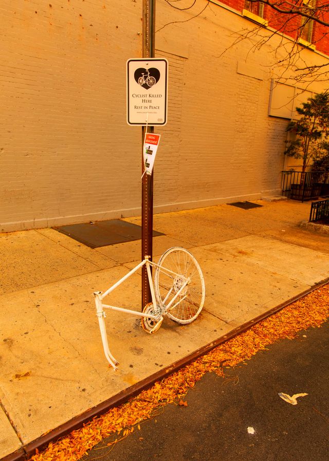 10th ave and 55th st manhattan ghost bikes, nyc, november 2020