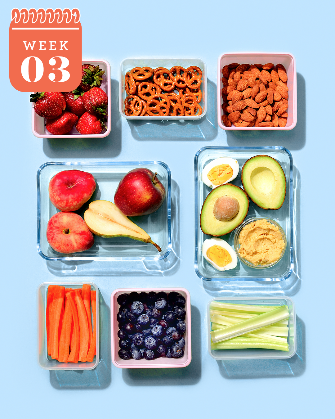 meal prep containers above view