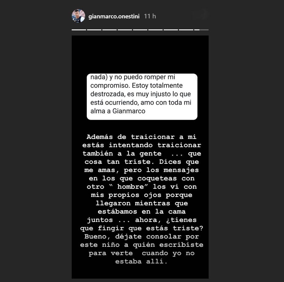Mensaje de Gianmarco a Adara tras su ruptura