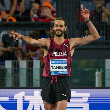 gianmarco tamberi of italy competes in the high jump men...