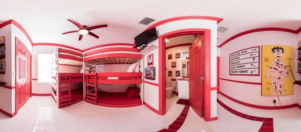 Red, Pink, Interior design, Room, Ceiling, Architecture, Building, Design, Material property, Photography, 