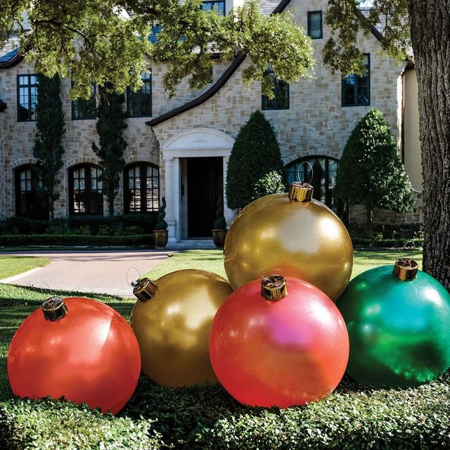 24 in Giant Christmas Inflatable Jingle Bell PVC Inflatable Christmas Ball  Christmas Outdoor Ornament for Garden Yard Patio