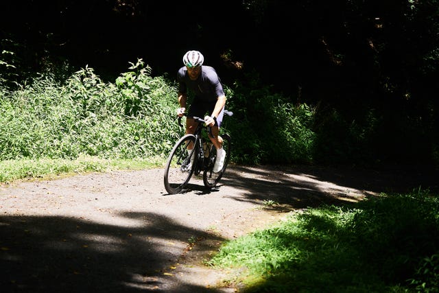 rider riding up a hill