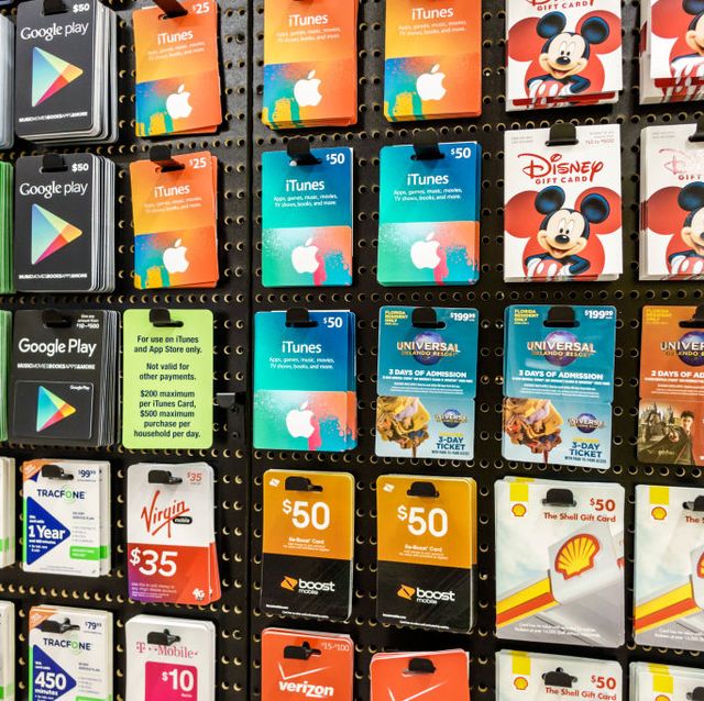display rack of gift cards