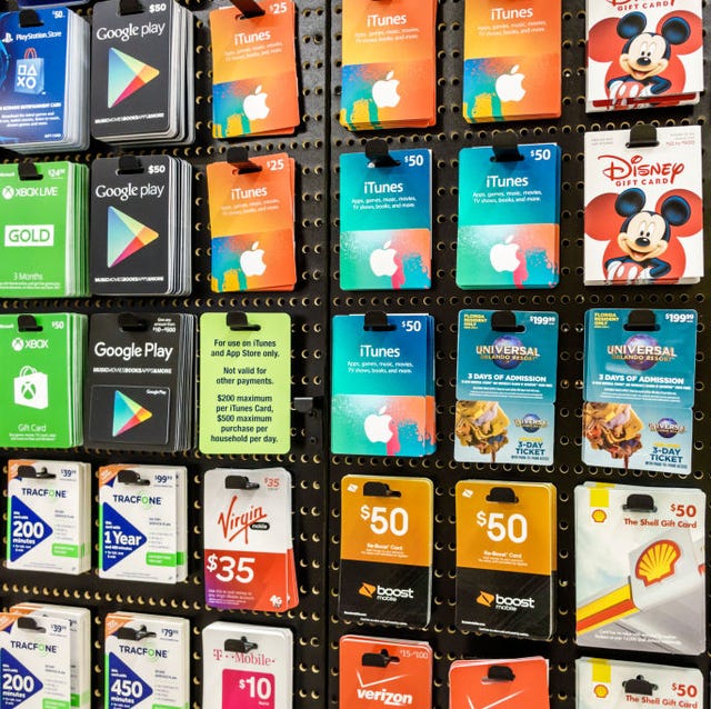 display rack of gift cards