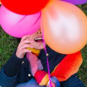 5 year old girl with balloons