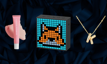 summer fridays lip balm, pixel art bluetooth speaker and k bubble letter necklace