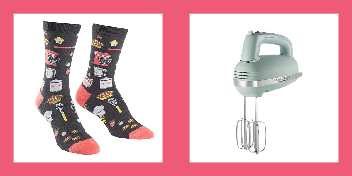gifts for bakers  whisking business women's crew socks and magnolia bakery 5 speed hand mixer