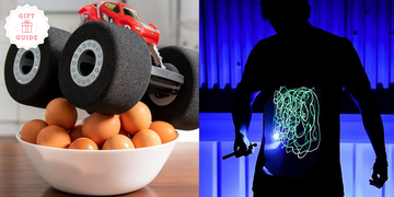 air hogs stunt shot and illuminated apparel's glow in the dark tee are two good housekeeping picks for the best gifts for boys
